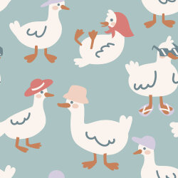 French Terry coole Gänse - babyblau