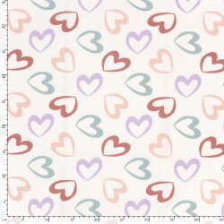 Terry Crêpe bunte Herzen - creme