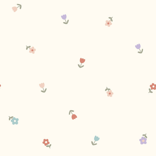 Steppstoff bunte Mini Blümchen - creme