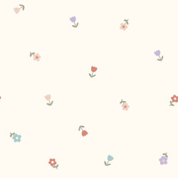 Steppstoff bunte Mini Blümchen - creme