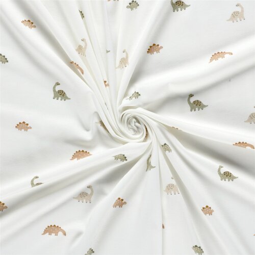 Baumwolljersey kleine Dinos - creme