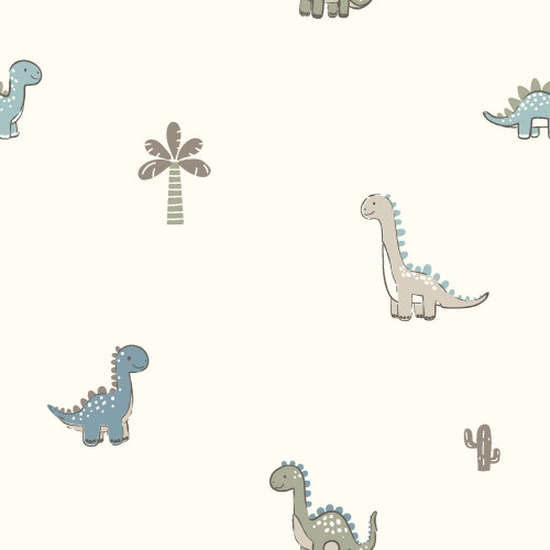 Baumwolljersey süsse Dinos - creme