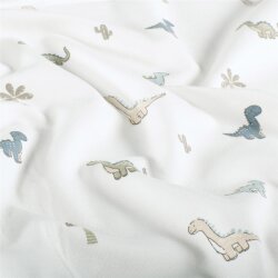 Baumwolljersey süsse Dinos - creme