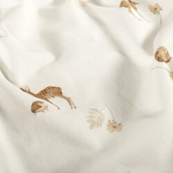 Baumwolljersey BIO~Organic Digital Rehe - wollweiß - creme