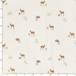 Baumwolljersey BIO~Organic Digital Rehe - wollweiß - creme