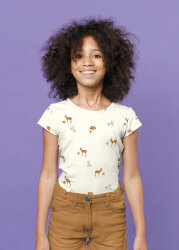 Baumwolljersey BIO~Organic Digital Rehe - wollweiß - creme