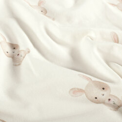 Baumwolljersey BIO~Organic Digital süße Hasen - wollweiß - creme