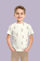 Baumwolljersey BIO~Organic Digital süße Hasen - wollweiß - creme
