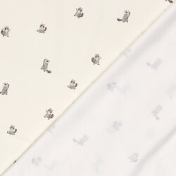 Baumwolljersey BIO~Organic Digital kleiner Waschbär - wollweiß - creme