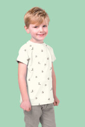 Baumwolljersey BIO~Organic Digital kleiner Waschbär - wollweiß - creme