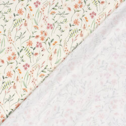 Baumwolljersey BIO~Organic Digital Herbstwiese - wollweiß - creme