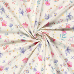 Baumwolljersey BIO~Organic Digital bunte Aquarellblumen -...