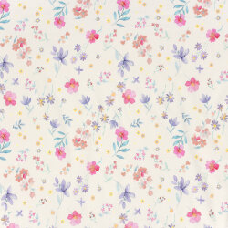 Baumwolljersey BIO~Organic Digital bunte Aquarellblumen -...