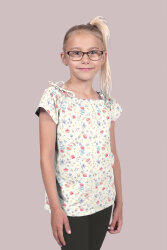 Baumwolljersey BIO~Organic Digital bunte Aquarellblumen - wollweiß - creme
