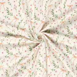 Baumwolljersey BIO~Organic Digital Blumen und Schleifen -...