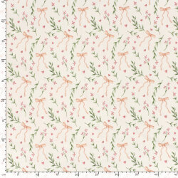 Baumwolljersey BIO~Organic Digital Blumen und Schleifen - wollweiß - creme