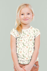 Baumwolljersey BIO~Organic Digital Blumen und Schleifen - wollweiß - creme