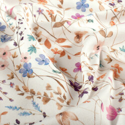 French Terry BIO~Organic Digital Blumenfeld - wollweiß - creme