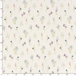 Baumwolljersey BIO~Organic Digital Schnittblumen - wollweiß - creme