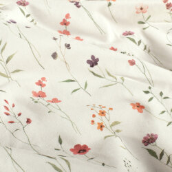 Baumwolljersey BIO~Organic Digital Blumen - wollweiß - creme