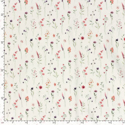 Baumwolljersey BIO~Organic Digital Blumen - wollweiß - creme