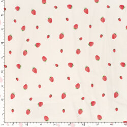 Baumwolljersey BIO~Organic Digital Erdbeeren - wollweiß - creme