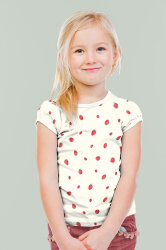 Baumwolljersey BIO~Organic Digital Erdbeeren - wollweiß - creme