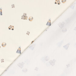 Baumwolljersey BIO~Organic Digital Baby Spielzeug - wollweiß - creme