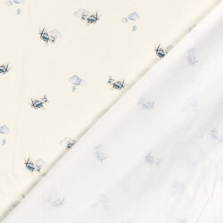 Baumwolljersey BIO~Organic Digital Flugzeug - wollweiß - creme
