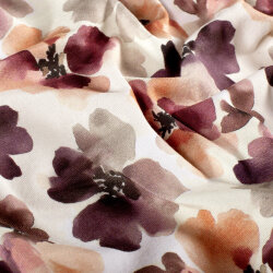 Baumwolljersey BIO~Organic Digital Blütentraum - wollweiß - creme