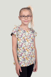 Baumwolljersey BIO~Organic Digital Blumenzweige - wollweiß - creme