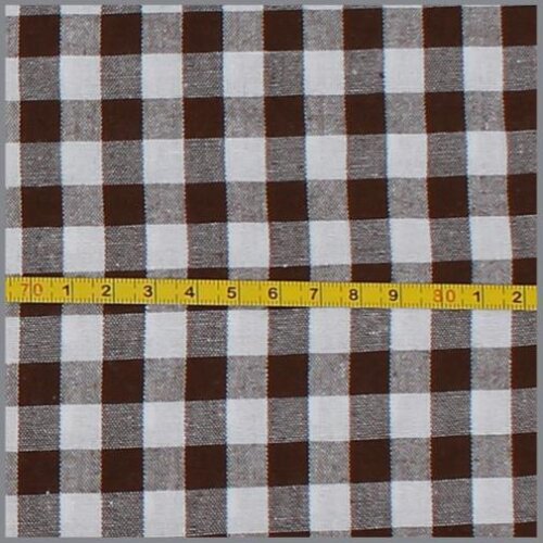 0,3 Meter - Baumwollpopeline garngefärbt - Vichy Karo 10mm braun