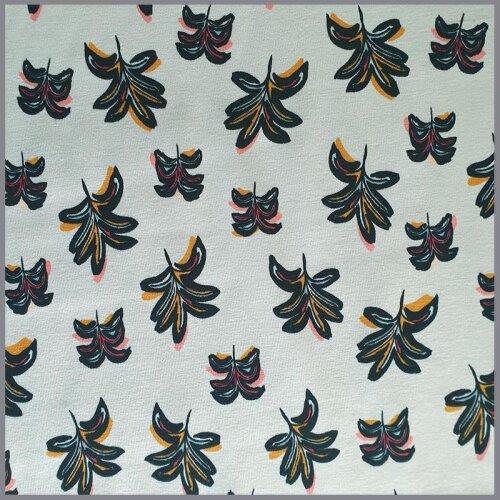 0,6 Meter - Sweat Brushed Blumen - lichtgrau