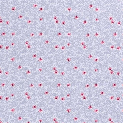 0,8 Meter - Baumwollpopeline Blumengeflecht - hellblau