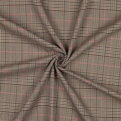 Gabardine Schottenkaro Stretch - kamel/pink