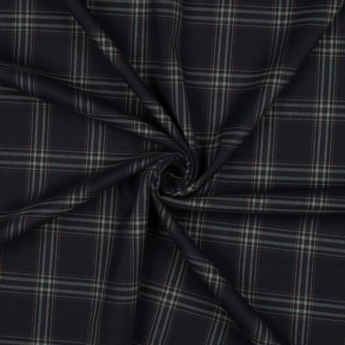 Gabardine Schottenkaro Stretch - dunkelblau/grau/rot