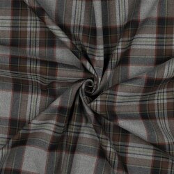 Gabardine Schottenkaro Stretch - grau/braun/limette