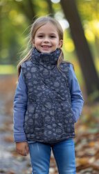 Steppstoff Blumen - dunkelblau