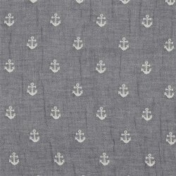 Musselin Jacquard Anker 2-Seitig - dunkelblau