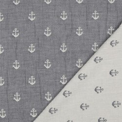 Musselin Jacquard Anker 2-Seitig - dunkelblau