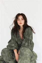 Musselin Bestickt Blumen - dunkelblau