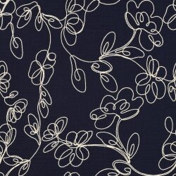 Musselin Bestickt Blumen - dunkelblau