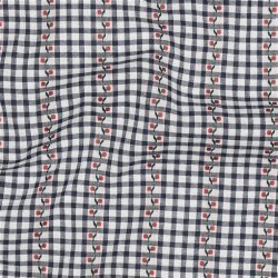 Baumwoll Jacquard Blumenranken Kariert - dunkelblau