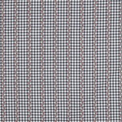 Baumwoll Jacquard Blumenranken Kariert - dunkelblau