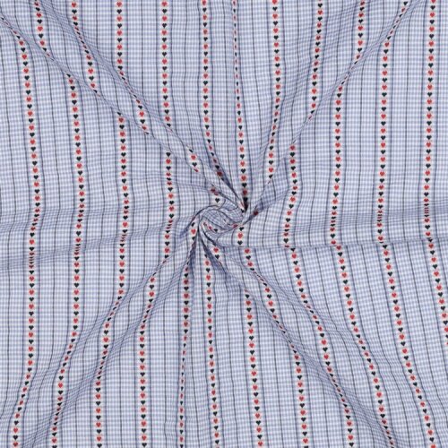 Baumwoll Jacquard Herzreihen Kariert - hellblau