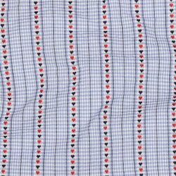 Baumwoll Jacquard Herzreihen Kariert - hellblau