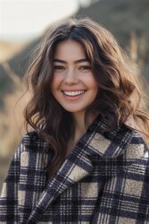 Bouclé Karomuster - blau