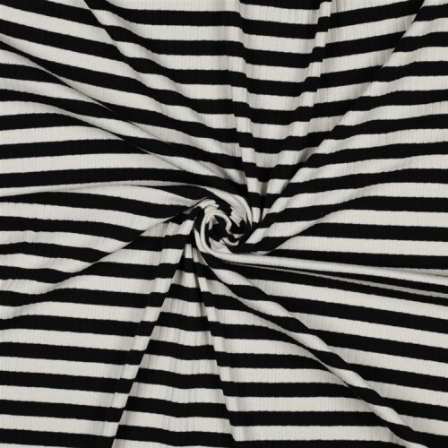 Rippenjersey Gestreift - schwarz