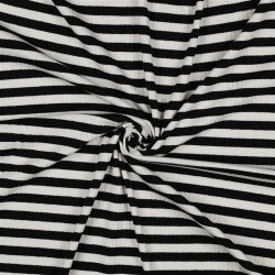 Rippenjersey Gestreift - schwarz
