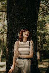 Rippenjersey Gestreift - schwarz